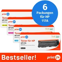 Print24 Toner für HP 117A Multipack, Kompatibel mit HP ColorLaser 150, MFP-178, u.v.m., 6 Stück