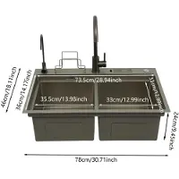 StarTech.com Küchenspüle Edelstahl - Doppelbecken Einbauspüle 78x46 cm - 304 Edelstahl - Mit Wasserhahn - Rechteckig - Grau
