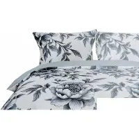 Smukee Mikrofaser Satin Bettwäsche Set 220x200 Weiß-Blau