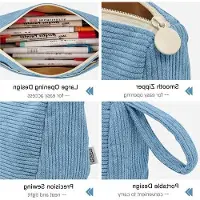 OEM Große Corduroy Etui für Stifte und Füller, Organisator für Schule und Büro, Blau, geeignet für Mädchen und Jugendliche
