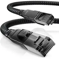 CSL-Computer CSL - CAT8.1 Netzwerkkabel 40 Gbits - 3m - Baumwollmantel - Black Series - LAN Kabel Patchkabel RJ45 - Gigabit Ethernet Cable - 40000 Mbits - S/FTP PIMF Schirmung - kompatibel zu CAT6 CAT7