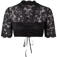 Nina von c. Dirndlbluse NINA VON C. "Dirndlbluse halbarm Melina", Damen, Gr. 46, schwarz, Obermaterial: 95% Modal CMD. 5% Elasthan EL., Blusen Dirndlbluse