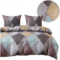 Cotton World Baumwolle world Bettwäsche 200x220cm 3-teilig bunt 3D-Karo
