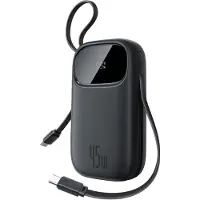 Baseus Externe Batterie 10000 mAh, 45W, mit integrierten Kabeln, schwarz