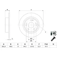 Bosch Bremsscheibe 0986479f76 voll 282mm 9mm für HONDA
