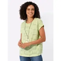 Casual Looks Print-Shirt "Druck-Shirt", Damen, Gr. 38, grün (pistazie, ecru, bedruckt), 100% Baumwolle, gemustert, mehrfarbig, Rundhals, Shirts Print-Shirt