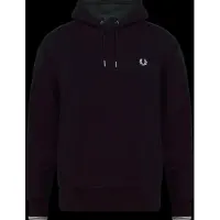 Fred perry für Herren. M3492 Hoodie mit schwarzen Paspeln (L), Lässig, Baumwolle