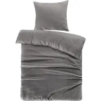 Padiro Bettwäsche-Set 3-teilig für 2 Personen - 260 x 220 cm + 50 x 70 cm - Extragroß XXL - Baumwollsatin - Grau - klassisches Satin-Streifendesign