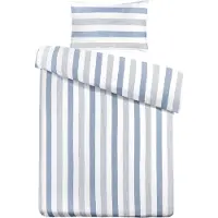 Padiro Bettwäsche-Set 2-teilig für 1 Person - 140 x 200 cm + 50 x 75 cm - Baumwollsatin - Blau - minimalistisches Streifenmuster