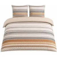 Cofi1453® Bettwäsche mit Streifenmuster - Wendebettwäsche mit verdecktem Reißverschluss 240 x 220 cm + 2x (80 x 80 cm)