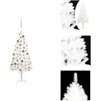 vidaXL Künstlicher Weihnachtsbaum mit Beleuchtung & Kugeln Weiß 150 cm - Weihnachtsbäume