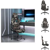 vidaXL Gaming-Stuhl mit Fußstütze Tarnfarben und Schwarz Stoff - Gaming-Sessel
