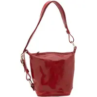 I Fratelli Firenze Echte Ledertasche mit Tragegriffen, rundes Design, verstellbarer Schultergurt, hergestellt in Italien