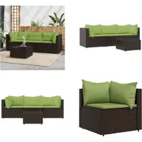 vidaXL 4 tlg. Garten Lounge Set mit Kissen Braun Poly Rattan - Garten Lounge Set - Garten Lounge Sets - Outdoor Lounge Set - Lounge Set Terrasse