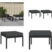 vidaXL Gartenhocker mit Grauen Kissen 2 Stk. 60x60x35 cm Stahl - Gartenhocker - Fußschemel - Schemel - Fußhocker