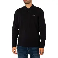 Gant für Herren. 2230 Shield Piqué-Poloshirt schwarz (XL), Lässig, Baumwolle, Langarm