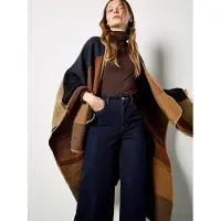 Apricot Strickjacke "Poncho", Damen, Gr. onesize, braun, Obermaterial: 100% Polyester PES., kariert, Strickjacken Strickjacke, mit geomertischem Muster