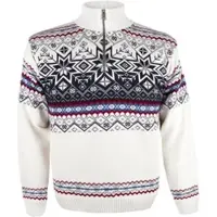 Kama Sweater Pullover 4071 Half Zip mit Nordischen Muster (Merinowolle-Mischung) weiss Herren