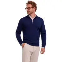 Falke Pure Merino Wool Herren Pullover, M, Blau, Schurwolle