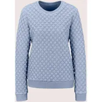 MADELEINE Langarmshirt "Shirt Sweatshirt mit Cloqué-Struktur", Damen, Gr. 48, blau (bleu), Modern, comfort fit, Rundhals, Shirts Langarmshirt