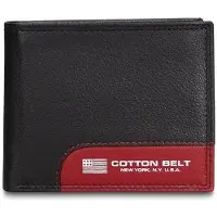 Cotton Belt Herrengeldbörse echtes Leder zweifarbig Baumwolle Belt Eldoria Nero e Bordeaux UNICA 11x9x2 cm K19055P030-BLACK_BORDO