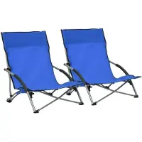 Markenlos 2 klappbare Strandstühle in Blau aus Stoff, Gartenstühle, 4.89kg