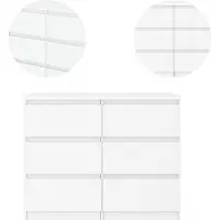 YUMEBLY Kommode Basic Weiß mit 6 Schubladen | Viel Stauraum, 100x75x40 cm | Schubladenschrank für Schlafzimmer, Wohnzimmer, Büro oder Kinderzimmer