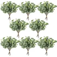 OEM Kunst Eucalyptus Dekoration 48 Stück grün Silber