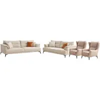 Xl Moebel Gmbh Wohnzimmer Set Modern Weiß Sofa Bergère Designer-Set Stoff Minimalismus