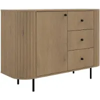Stylmeble24 Kommode OWAL Eiche Cremona 123 × 85,4 × 42,3 cm – Modernes Sideboard mit 1 Tür und 3 Schubladen
