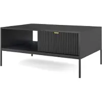 Stylmeble24 Couchtisch NOVUM Schwarz mit schwarzem Gestell 104 × 46 × 68 cm – Moderner Couchtisch mit 1 Schublade und offenem Fach