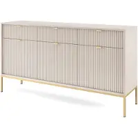 Stylmeble24 Kommode NOVUM Kaschmir mit goldenem Metallgestell 154 × 83 × 39 cm – Modernes Designer-Sideboard mit 6 Schubladen