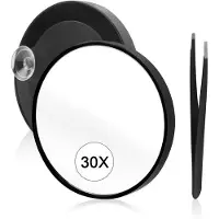 OEM 30-fach Vergrößerungsspiegel - Reis-Spiegel mit Suction Cup und Pinzet - 3,5 Zoll - ideal für Bad und Make-up