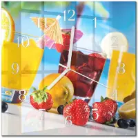 Drukarnia Piga Tulup Glasuhr Wanduhr Küchenuhr Echt-Glas 30x30 cm Modern Dekorativ Geräuschlos Weiße Zeiger - Cocktail