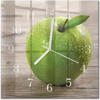Drukarnia Piga Tulup Glasuhr Wanduhr Küchenuhr Echt-Glas 30x30 cm Modern Dekorativ Geräuschlos Weiße Zeiger - Äpfel