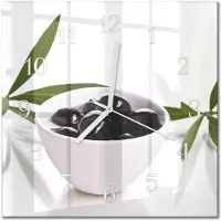 Drukarnia Piga Tulup Glasuhr Wanduhr Küchenuhr Echt-Glas 30x30 cm Modern Dekorativ Geräuschlos Weiße Zeiger - Oliven