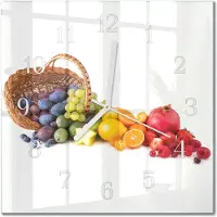 Drukarnia Piga Tulup Glasuhr Wanduhr Küchenuhr Echt-Glas 30x30 cm Modern Dekorativ Geräuschlos Weiße Zeiger - Obst