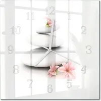 Drukarnia Piga Tulup Glasuhr Wanduhr Küchenuhr Echt-Glas 30x30 cm Modern Dekorativ Geräuschlos Weiße Zeiger - Steine