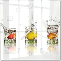 Drukarnia Piga Tulup Glasuhr Wanduhr Küchenuhr Echt-Glas 30x30 cm Modern Dekorativ Geräuschlos Weiße Zeiger - Obstgläser