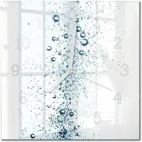 Drukarnia Piga Tulup Glasuhr Wanduhr Küchenuhr Echt-Glas 30x30 cm Modern Dekorativ Geräuschlos Weiße Zeiger - Wasser