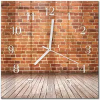 Drukarnia Piga Tulup Glasuhr Wanduhr Küchenuhr Echt-Glas 30x30 cm Modern Dekorativ Geräuschlos Weiße Zeiger - Ziegelmauer