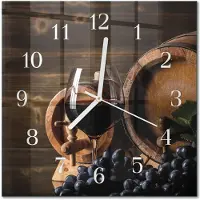 Drukarnia Piga Tulup Glasuhr Wanduhr Küchenuhr Echt-Glas 30x30 cm Modern Dekorativ Geräuschlos Weiße Zeiger - Weinfass