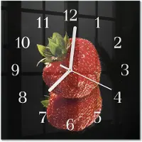 Drukarnia Piga Tulup Glasuhr Wanduhr Küchenuhr Echt-Glas 30x30 cm Modern Dekorativ Geräuschlos Weiße Zeiger - Erdbeere