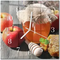 Drukarnia Piga Tulup Glasuhr Wanduhr Küchenuhr Echt-Glas 30x30 cm Modern Dekorativ Geräuschlos Weiße Zeiger - Apfelhonig