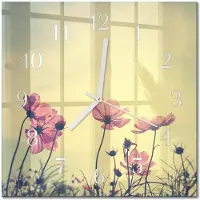 Drukarnia Piga Tulup Glasuhr Wanduhr Küchenuhr Echt-Glas 30x30 cm Modern Dekorativ Geräuschlos Weiße Zeiger - Blumen
