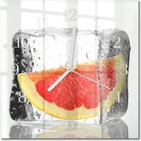 Drukarnia Piga Tulup Glasuhr Wanduhr Küchenuhr Echt-Glas 30x30 cm Modern Dekorativ Geräuschlos Weiße Zeiger - Grapefruit-Eiscreme