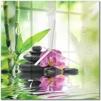 Drukarnia Piga Tulup Glasuhr Wanduhr Küchenuhr Echt-Glas 30x30 cm Modern Dekorativ Geräuschlos Weiße Zeiger - Spa Orchidee