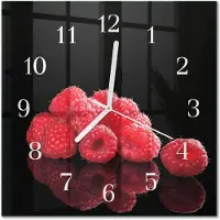 Drukarnia Piga Tulup Glasuhr Wanduhr Küchenuhr Echt-Glas 30x30 cm Modern Dekorativ Geräuschlos Weiße Zeiger - Himbeeren
