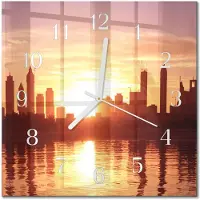 Drukarnia Piga Tulup Glasuhr Wanduhr Küchenuhr Echt-Glas 30x30 cm Modern Dekorativ Geräuschlos Weiße Zeiger - Horizont