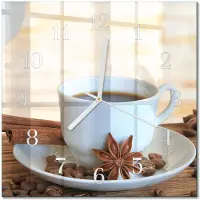 Drukarnia Piga Tulup Glasuhr Wanduhr Küchenuhr Echt-Glas 30x30 cm Modern Dekorativ Geräuschlos Weiße Zeiger - Kaffee